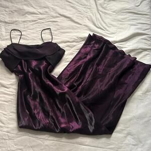 Y2K Betsy and Adam Purple shimmer satin maxi prom formal dress Size 10